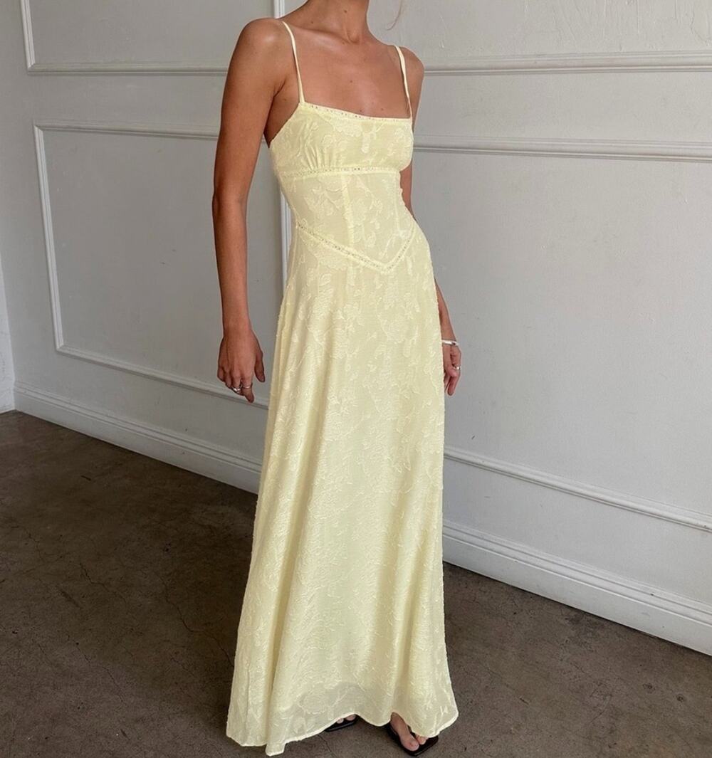 Princess Polly South Of France Maxi Dress 10 Yellow Coquette Ethereal Wedding